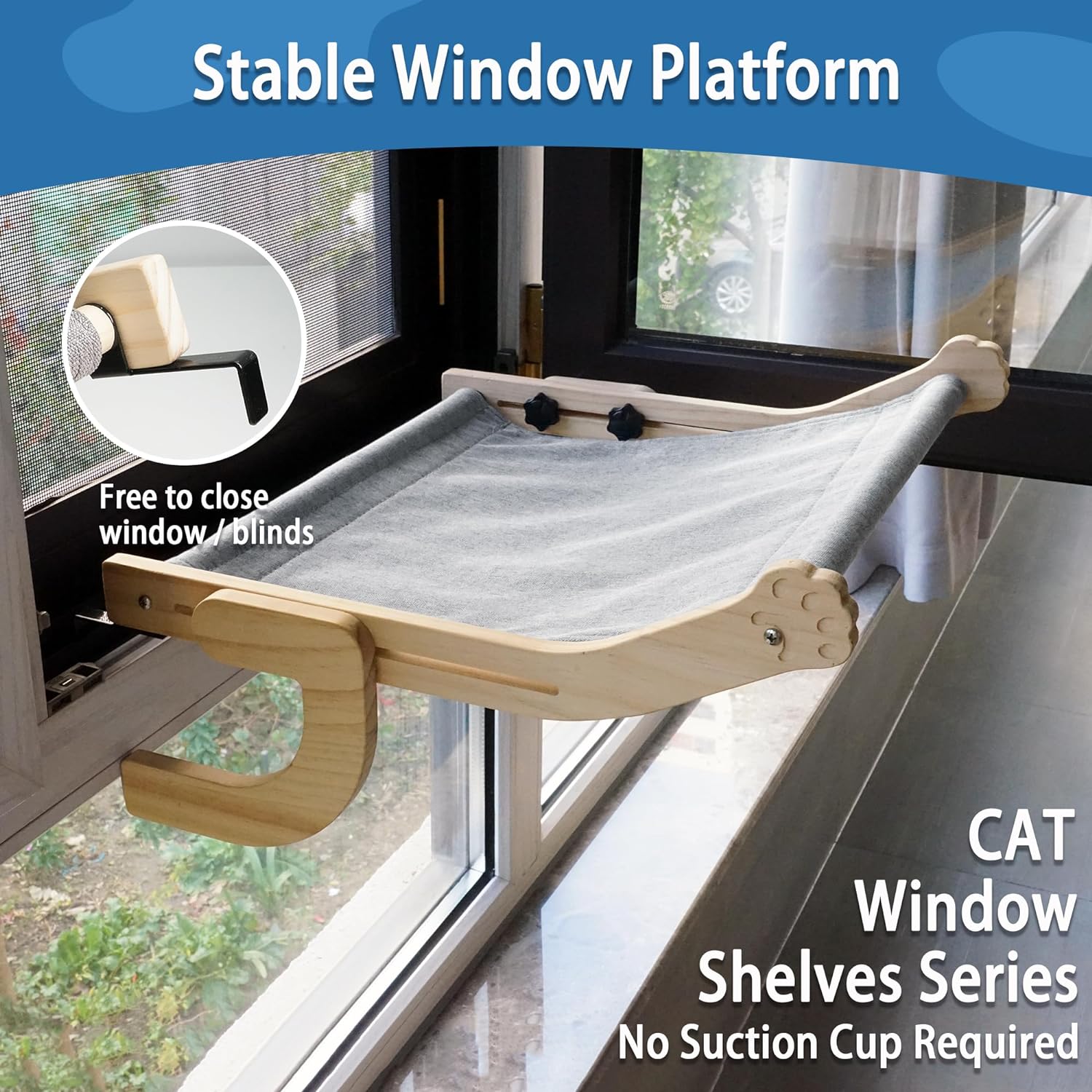 Hamaca ajustable para ventana de gato