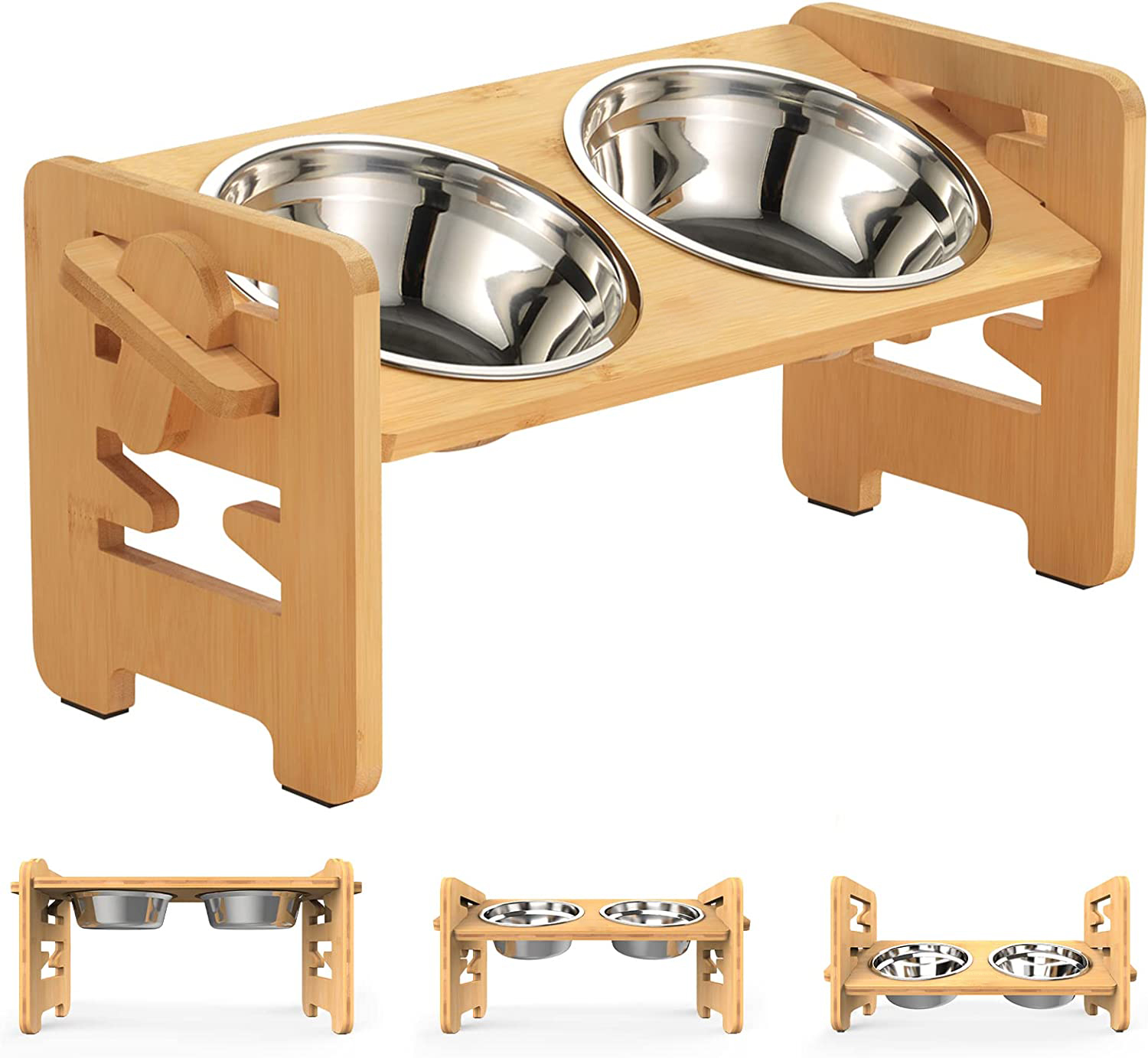 Cuencos elevados ajustables para perros con soporte
