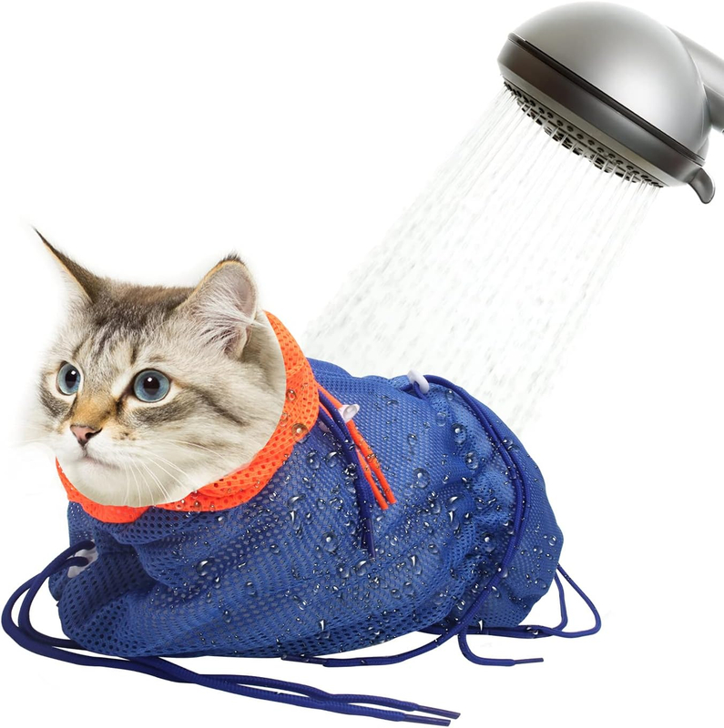 Bolsa de aseo para gatos ajustable antiarañazos de malla transpirable