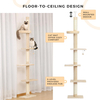 Torre de árbol para gatos de 5 niveles y altura ajustable con postes rascadores