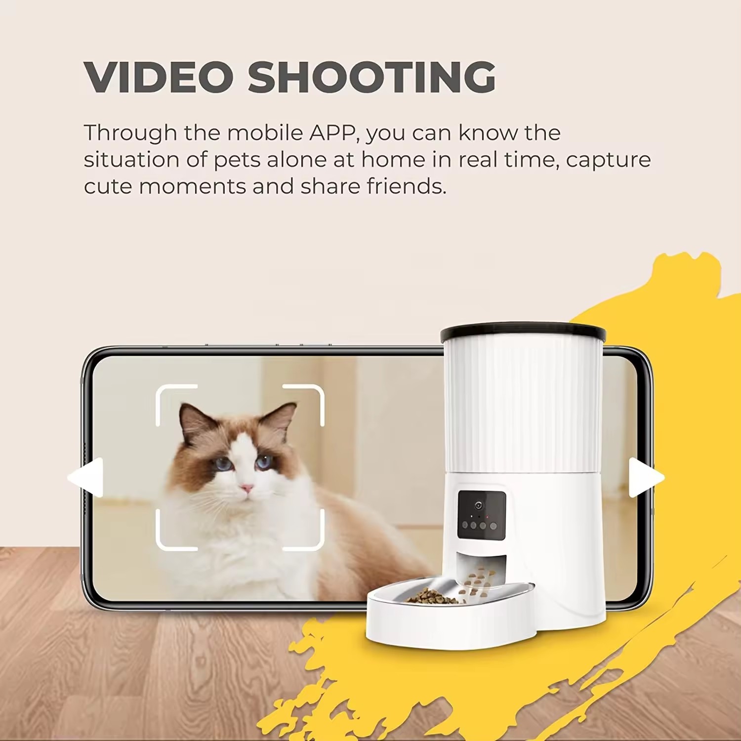 Comedero automático para mascotas redondo Wehao Pets de 4 litros con cámara de vídeo HD 1080P